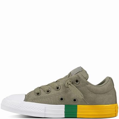Converse Chuck Taylor All Star Street Tri-block Midsole Low Tops Kids - Dark/Yellow Shoes (377UASHM)